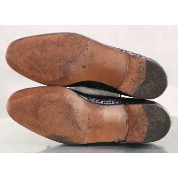 Brass Boot Men\'s Woven Tassel Loafer Shoes Size 10.5 M Leather Made In Italy Brass Boot Men main image 2